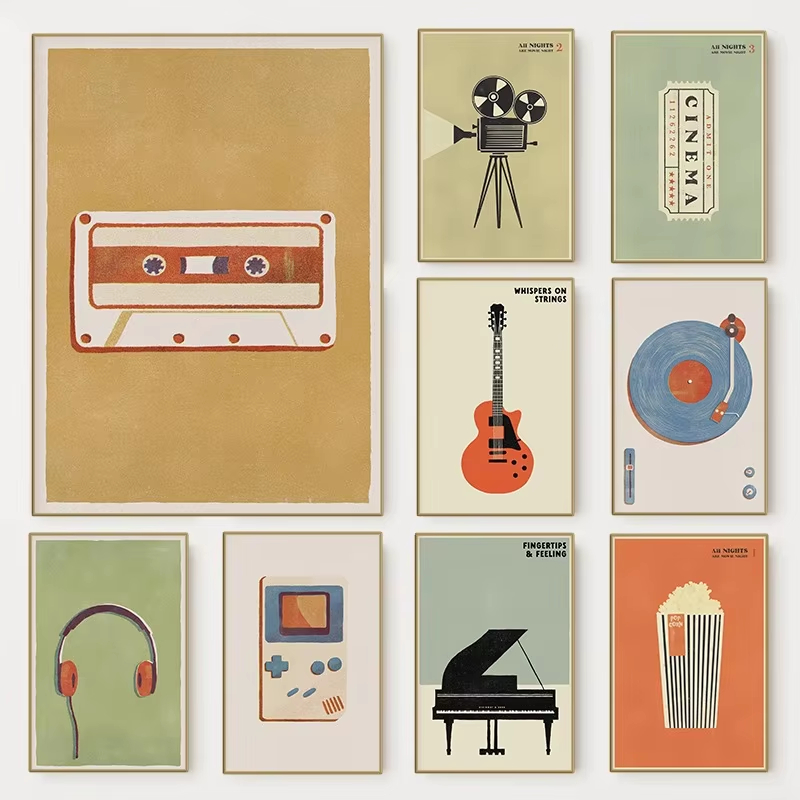 Musical Instrument Photo - 복고풍 중세 팝 음악 악기 포스터