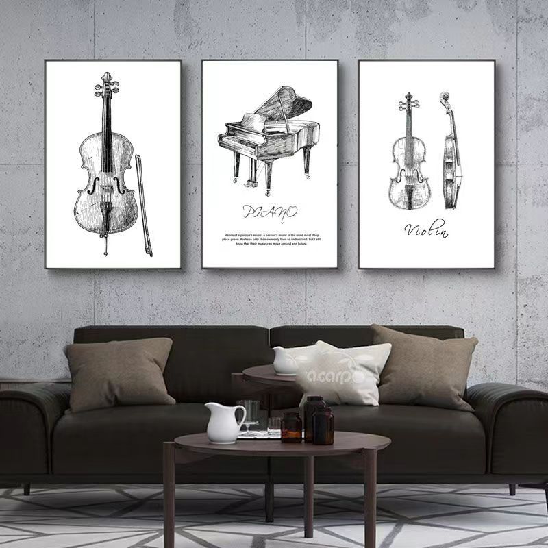Musical Instrument Photo - 캔버스 페인팅 현대 미니멀리스트 피아노 바이올린