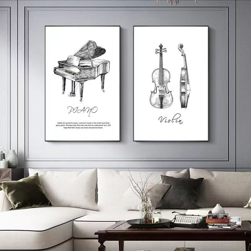 캔버스 페인팅 현대 미니멀리스트 피아노 바이올린 드럼  - Musical Instrument Photo 리뷰 및 가격